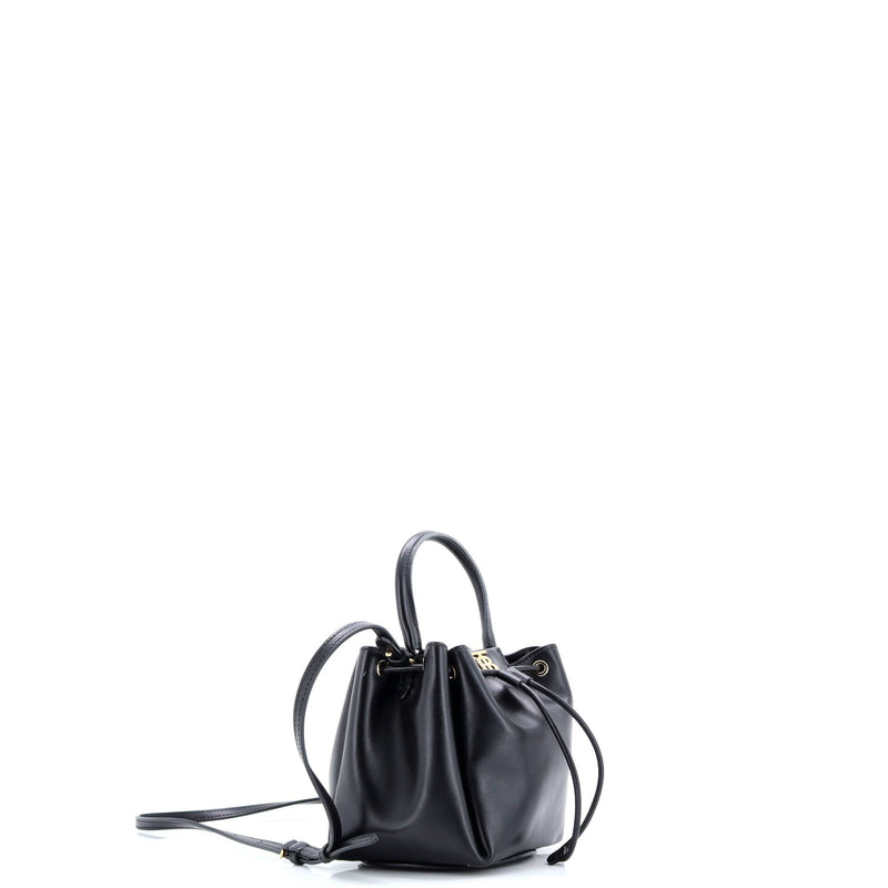 Tb Drawstring Bucket Bag Leather Mini