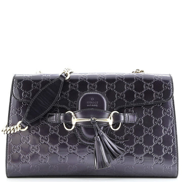 Emily Chain Flap Bag Guccissima Patent