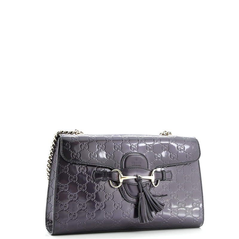 Emily Chain Flap Bag Guccissima Patent