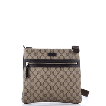 Front Zip Flat Messenger Bag Gg Coated