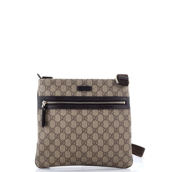 Front Zip Flat Messenger Bag Gg Coated