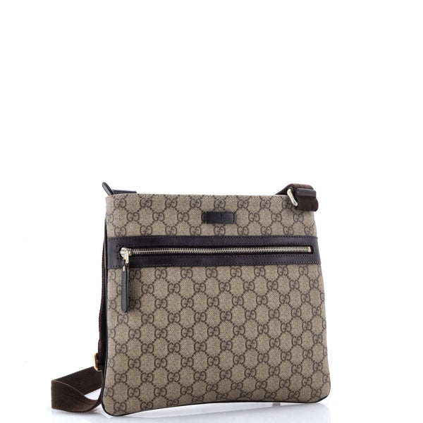 Front Zip Flat Messenger Bag Gg Coated