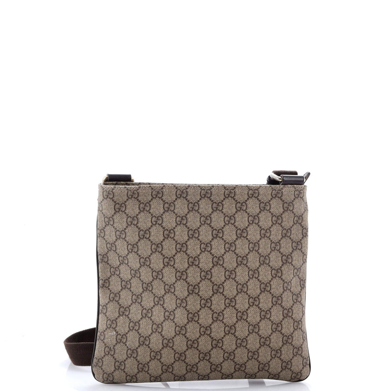 Front Zip Flat Messenger Bag Gg Coated