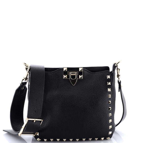 Rockstud Flip Lock Messenger Bag Leather
