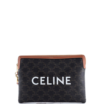 Logo Zip Wristlet Pouch Triomphe Coated