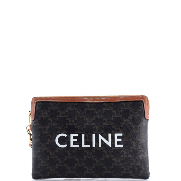 Logo Zip Wristlet Pouch Triomphe Coated