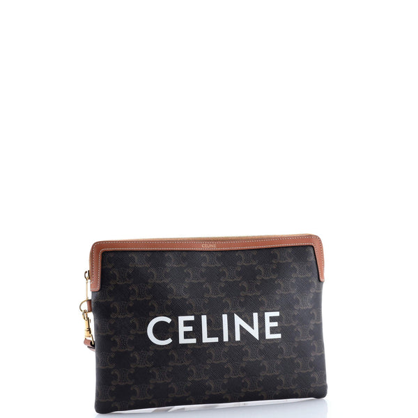 Logo Zip Wristlet Pouch Triomphe Coated