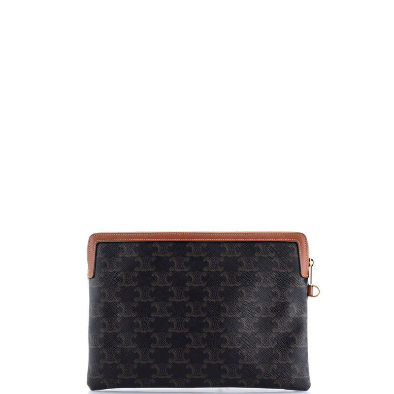 Logo Zip Wristlet Pouch Triomphe Coated