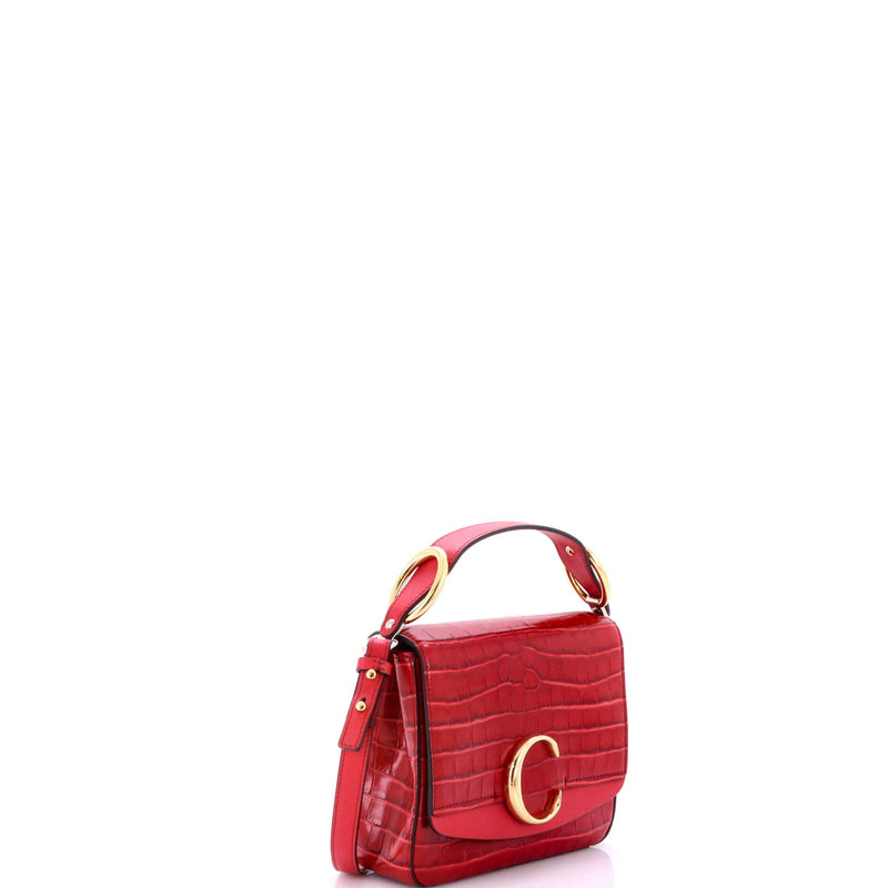 C Double Carry Bag Crocodile Embossed