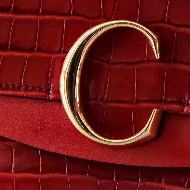 C Double Carry Bag Crocodile Embossed