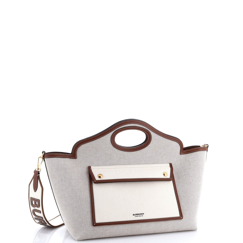Soft Pocket Tote Canvas With Leather