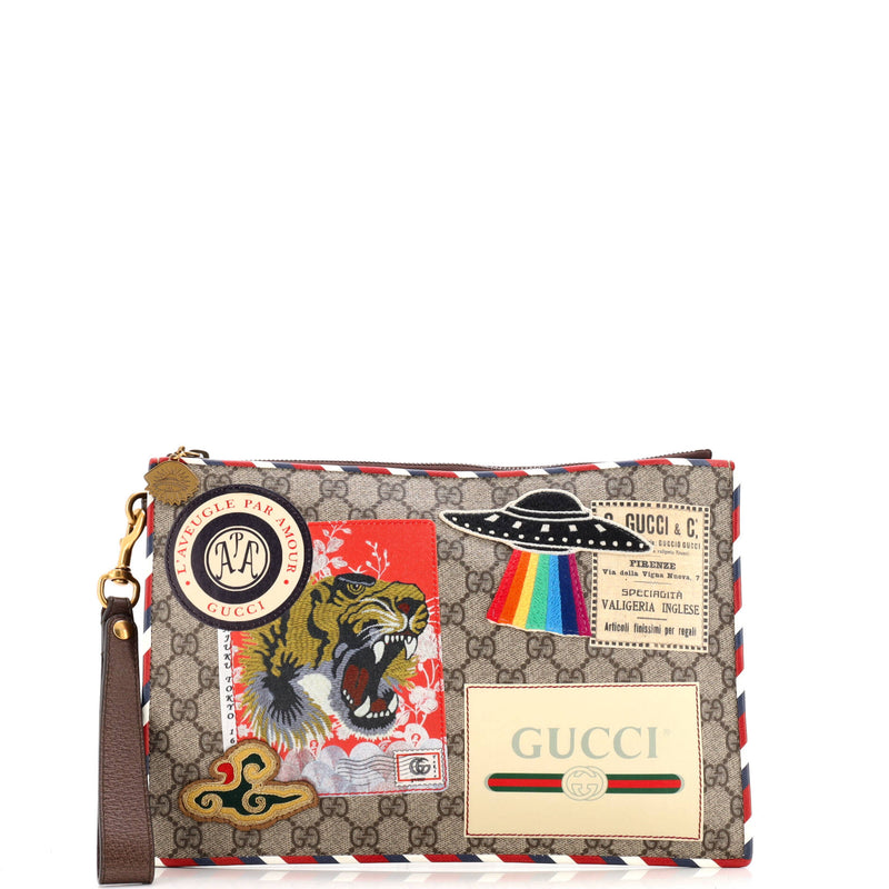 Courrier Pouch Gg Coated Canvas With