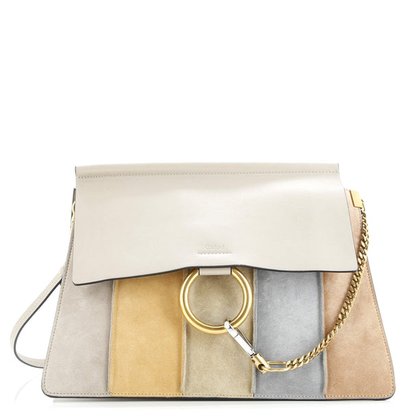 Faye Shoulder Bag Stitched Suede And