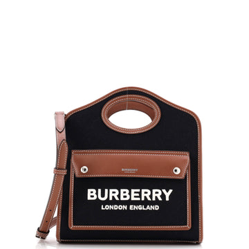 Logo Pocket Tote Canvas With Leather