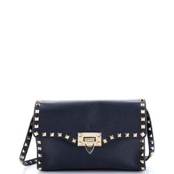 Rockstud Flip Lock Flap Bag Leather