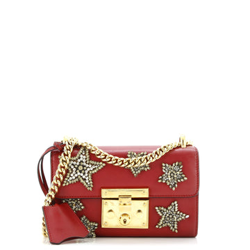 Padlock Shoulder Bag Embellished Leather