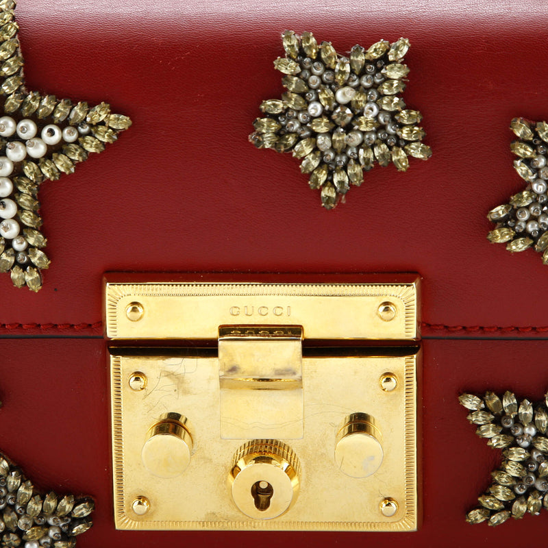 Padlock Shoulder Bag Embellished Leather