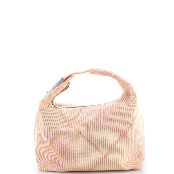 Peg Handle Bag Knit Check Fabric Medium