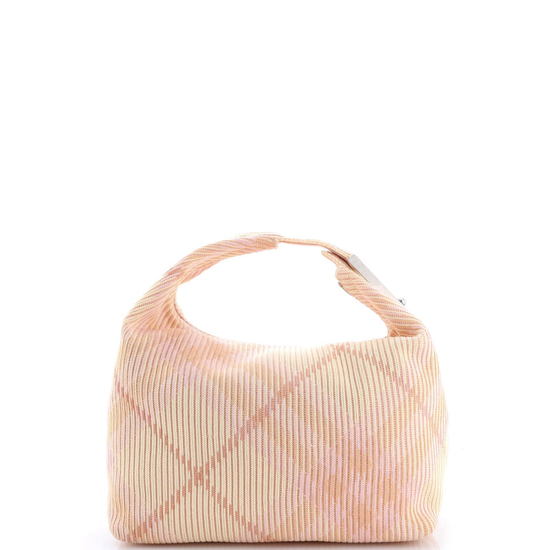 Peg Handle Bag Knit Check Fabric Medium