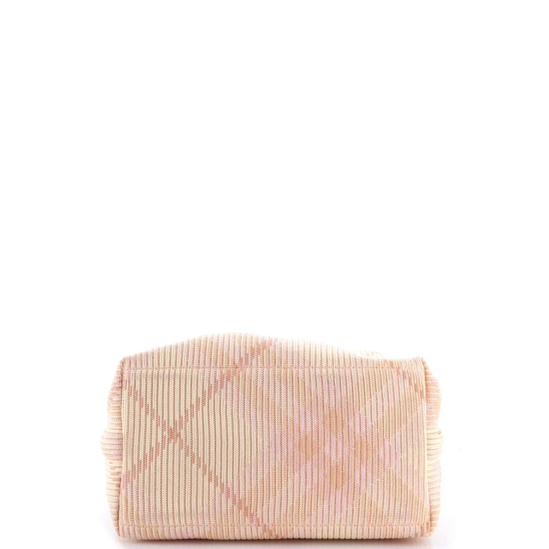 Peg Handle Bag Knit Check Fabric Medium