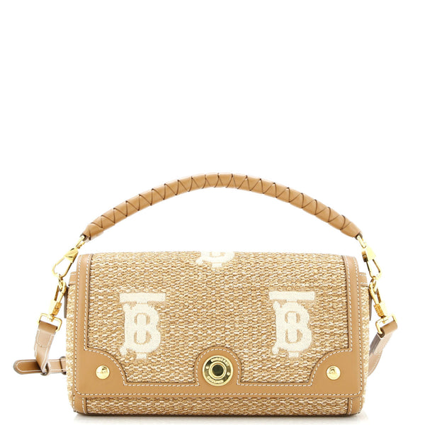 Note Top Handle Bag Embroidered Raffia