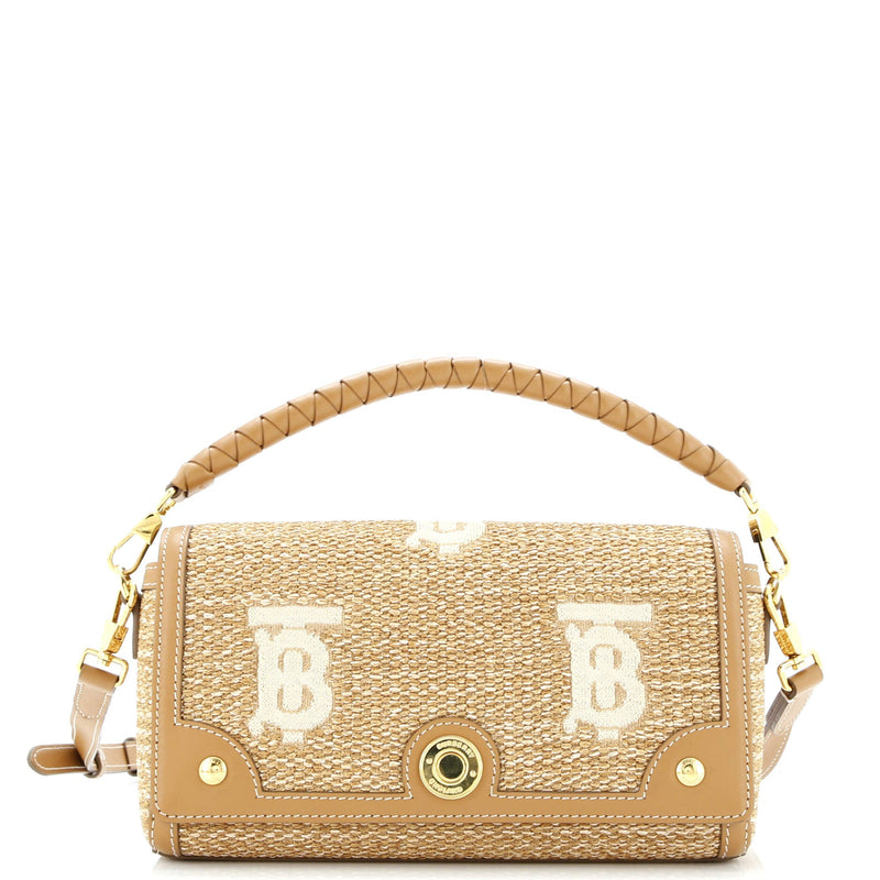 Note Top Handle Bag Embroidered Raffia
