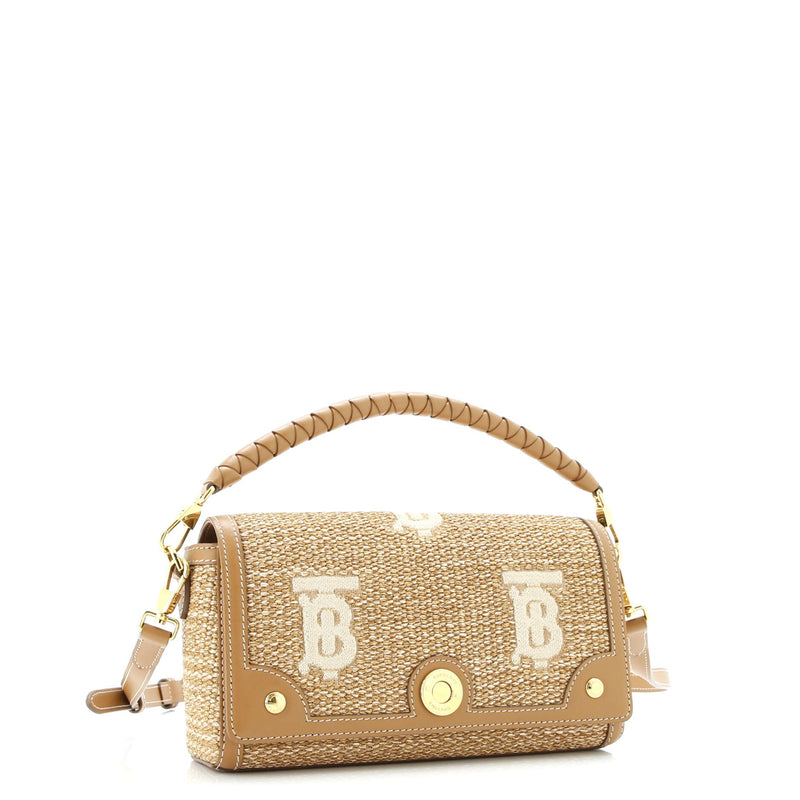 Note Top Handle Bag Embroidered Raffia