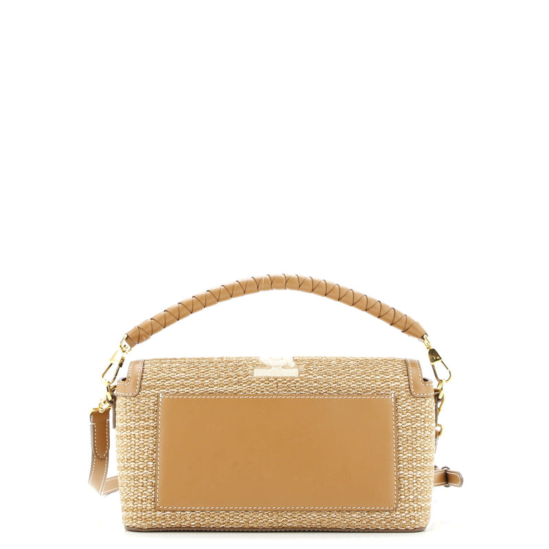 Note Top Handle Bag Embroidered Raffia