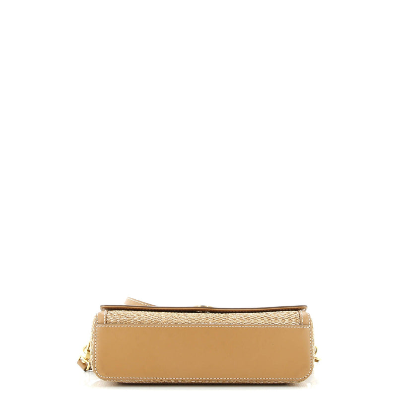 Note Top Handle Bag Embroidered Raffia