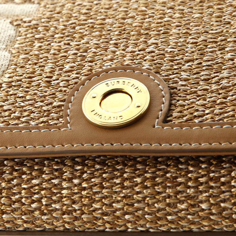 Note Top Handle Bag Embroidered Raffia