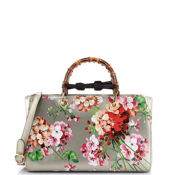 Bamboo Shopper Tote Blooms Print Leather