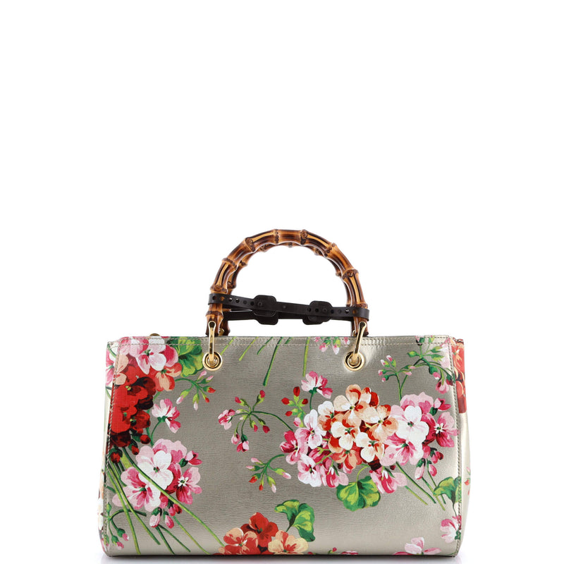 Bamboo Shopper Tote Blooms Print Leather