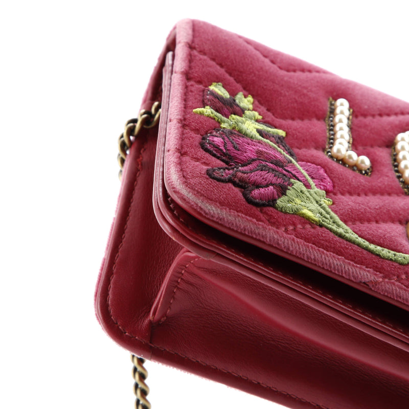 Gg Marmont Chain Flap Bag Embroidered