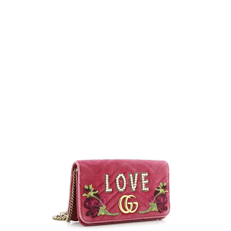 Gg Marmont Chain Flap Bag Embroidered
