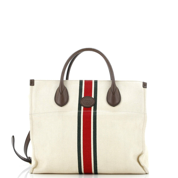 Foldable Web Tote Canvas With Leather