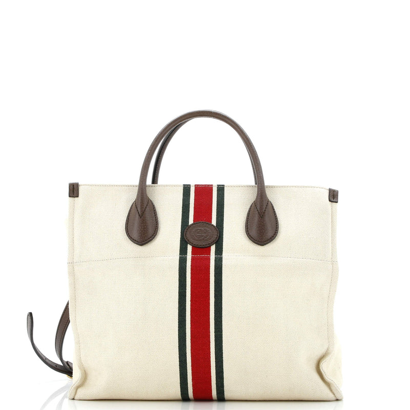 Foldable Web Tote Canvas With Leather
