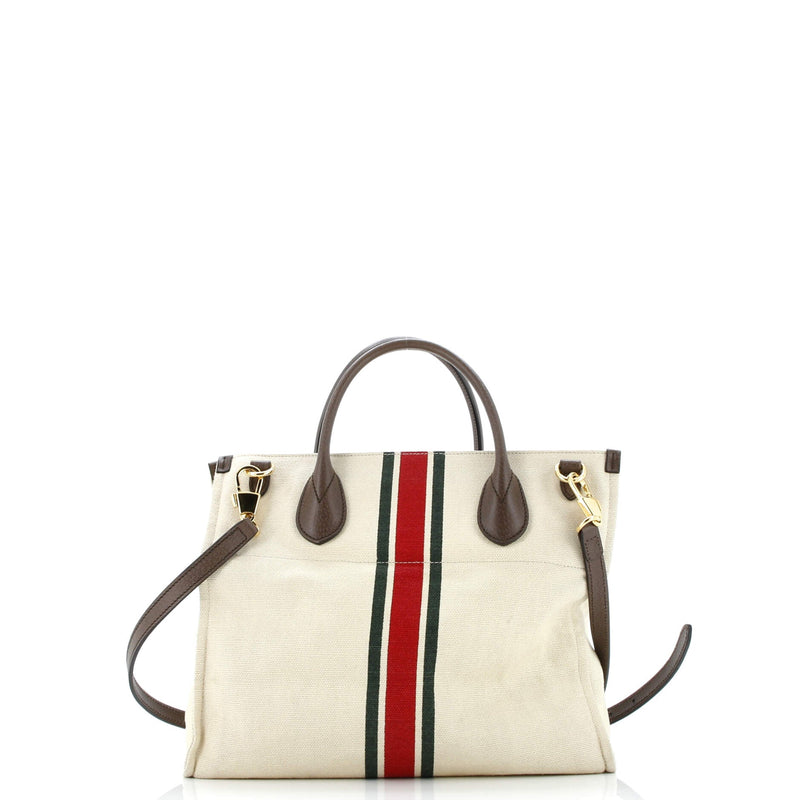 Foldable Web Tote Canvas With Leather