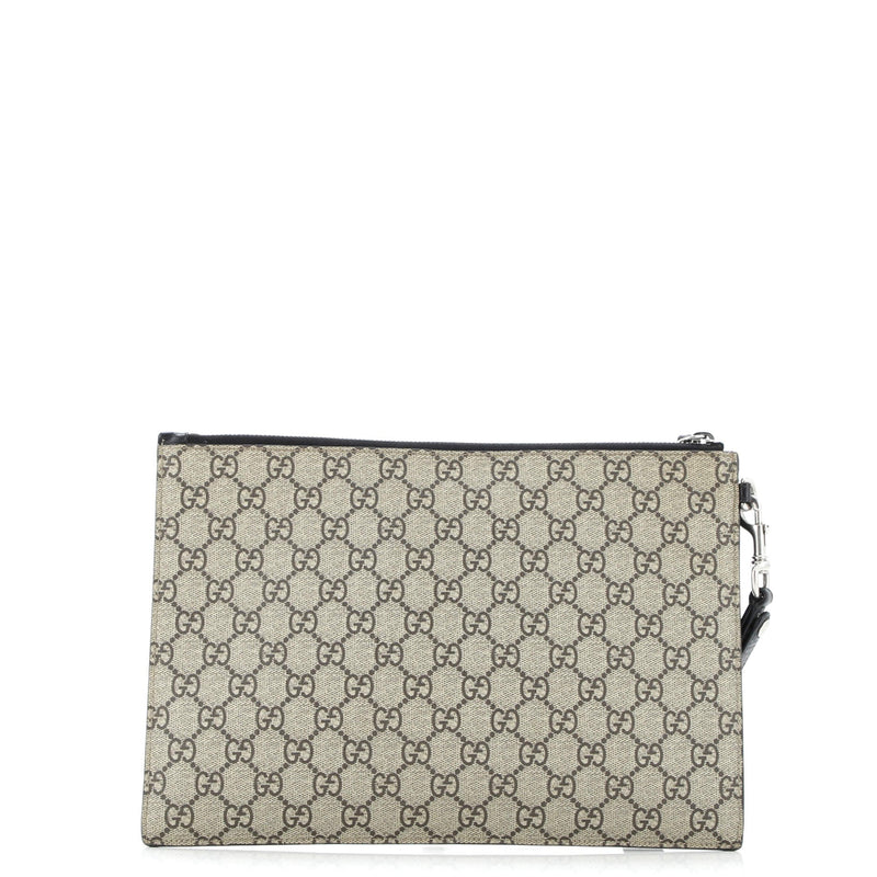 Zipped Pouch Angry Cat Gg Coated Canvas