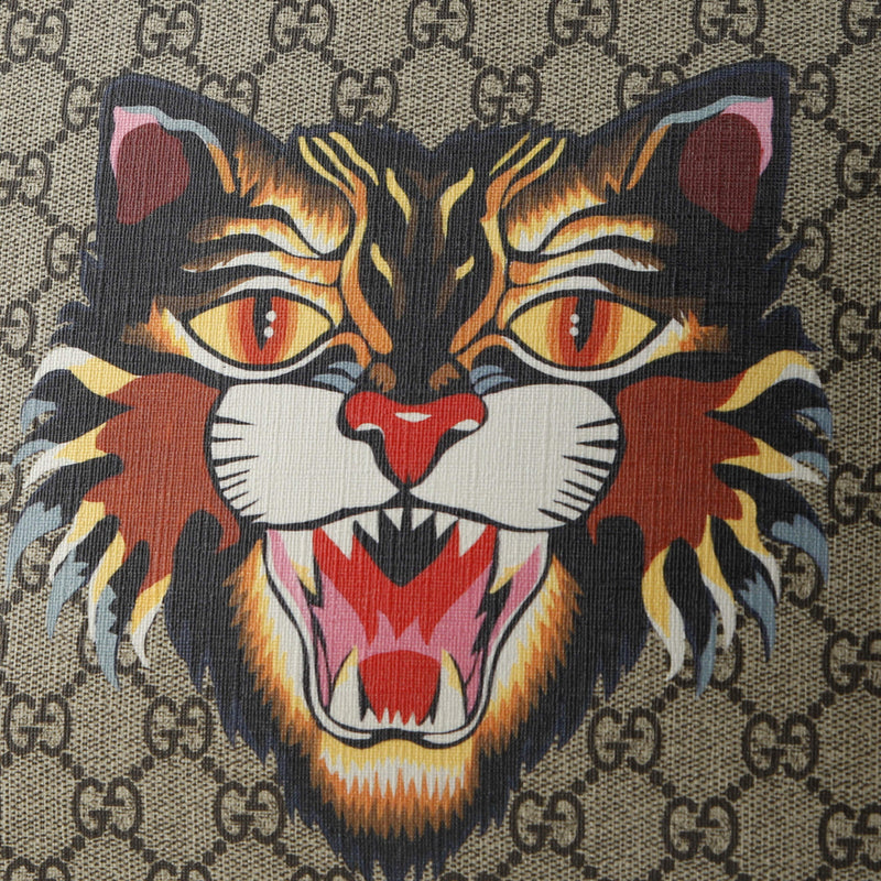 Zipped Pouch Angry Cat Gg Coated Canvas