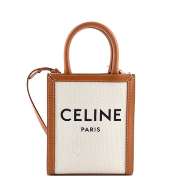 Vertical Cabas Tote Canvas With Leather