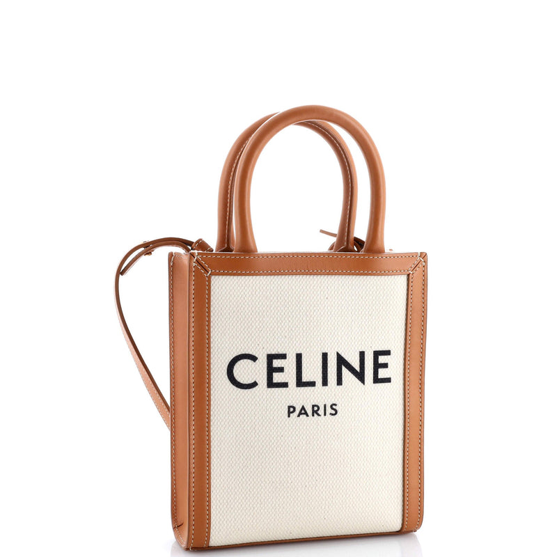 Vertical Cabas Tote Canvas With Leather
