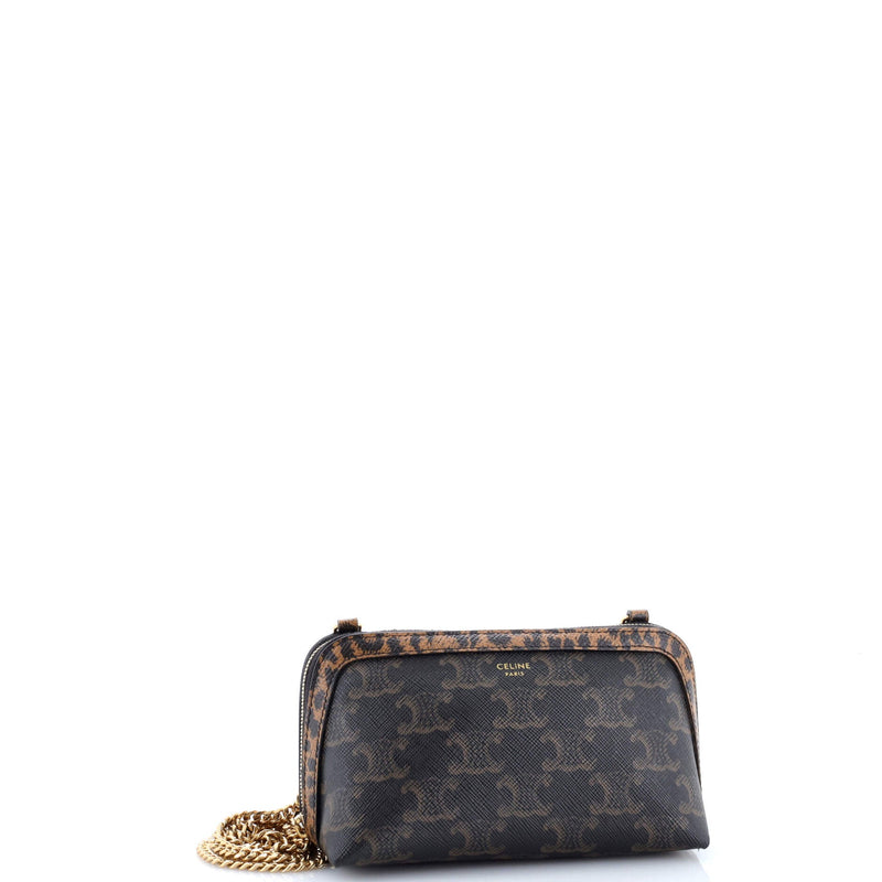 Zip Around Chain Clutch Triomphe Coated