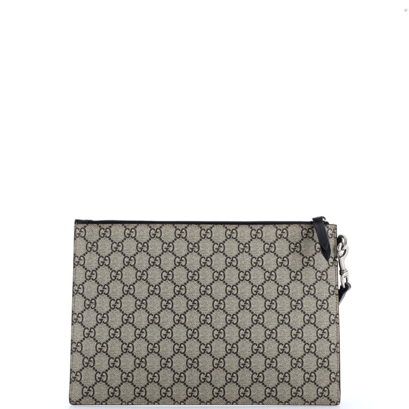 Zipped Pouch Angry Cat Gg Coated Canvas