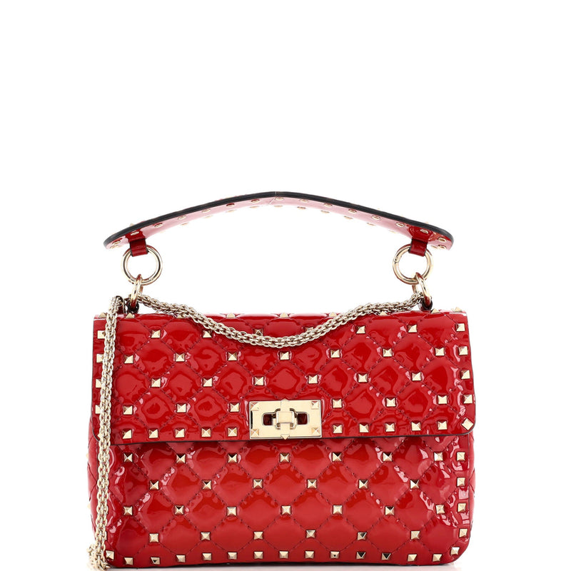 Rockstud Spike Flap Bag Quilted Patent