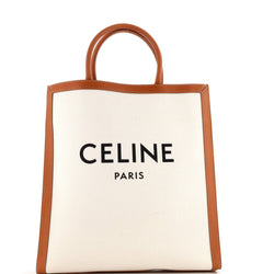 Vertical Cabas Tote Canvas With Leather