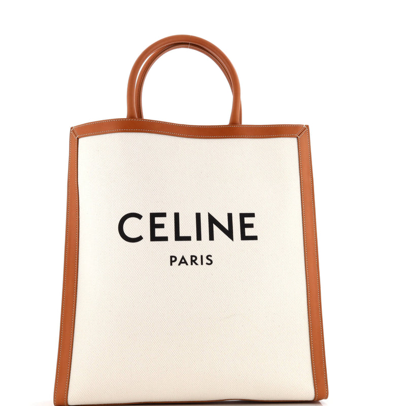 Vertical Cabas Tote Canvas With Leather