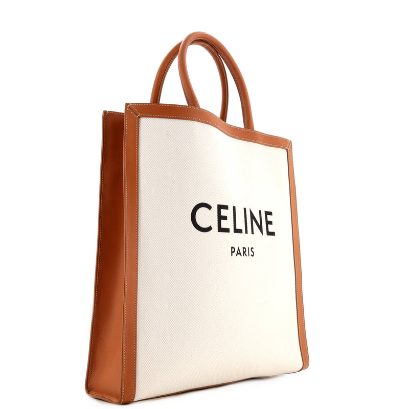 Vertical Cabas Tote Canvas With Leather