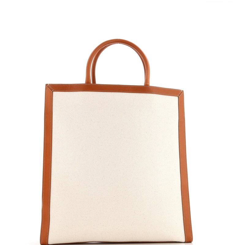 Vertical Cabas Tote Canvas With Leather