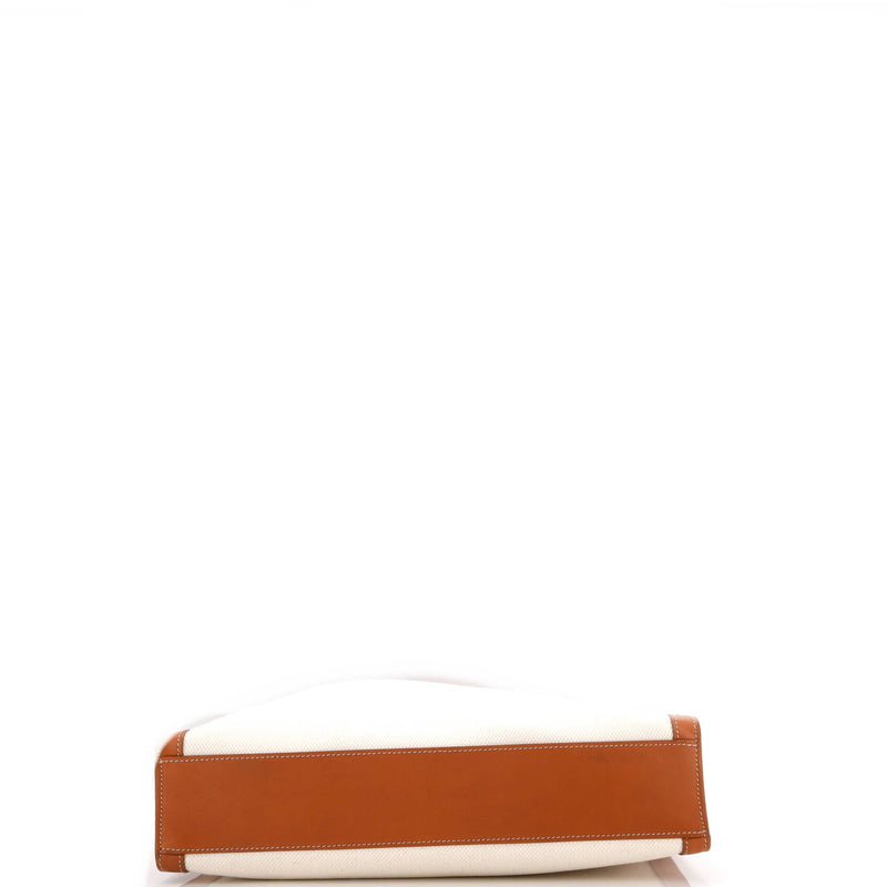 Vertical Cabas Tote Canvas With Leather
