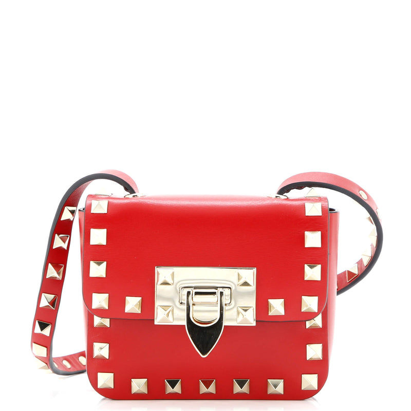 Rockstud Flip Lock Flap Bag Leather